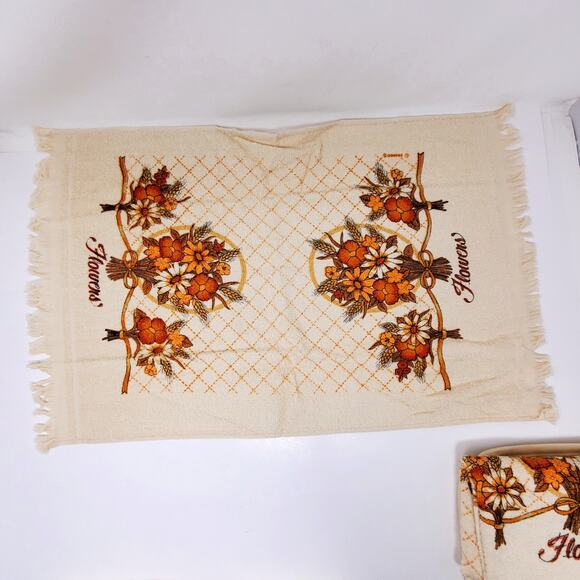 Vintage Cannon Franco 4 Pc Set Kitchen Towel Dish Cloth Potholders Flowers - Picture 4 of 4